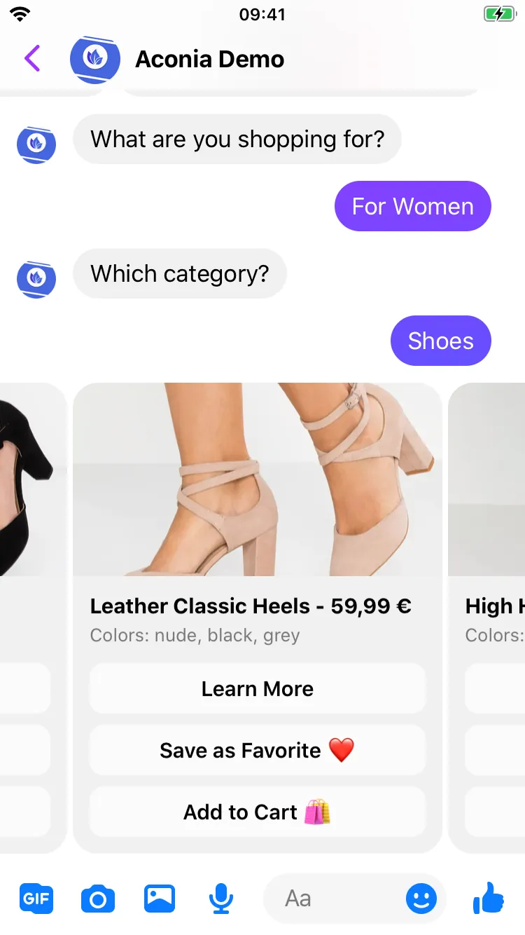 Screenshot of an UI layer on chatbots